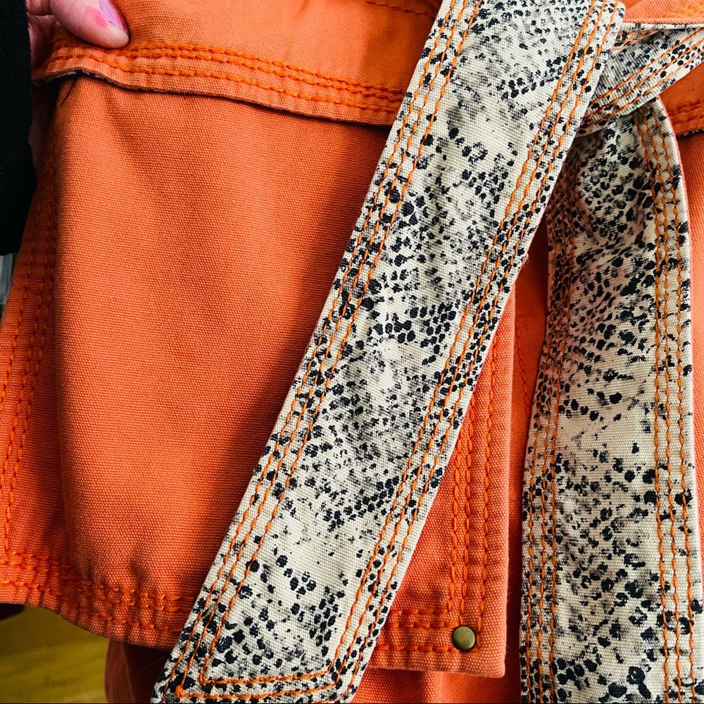 RARE Rebecca Taylor Orange Snake Print Trench Coat - Picture 5 of 9